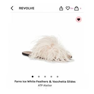 NWT | ATP ATELIER Farro Ice White Feathers & Vacchetta Slides Ice White
